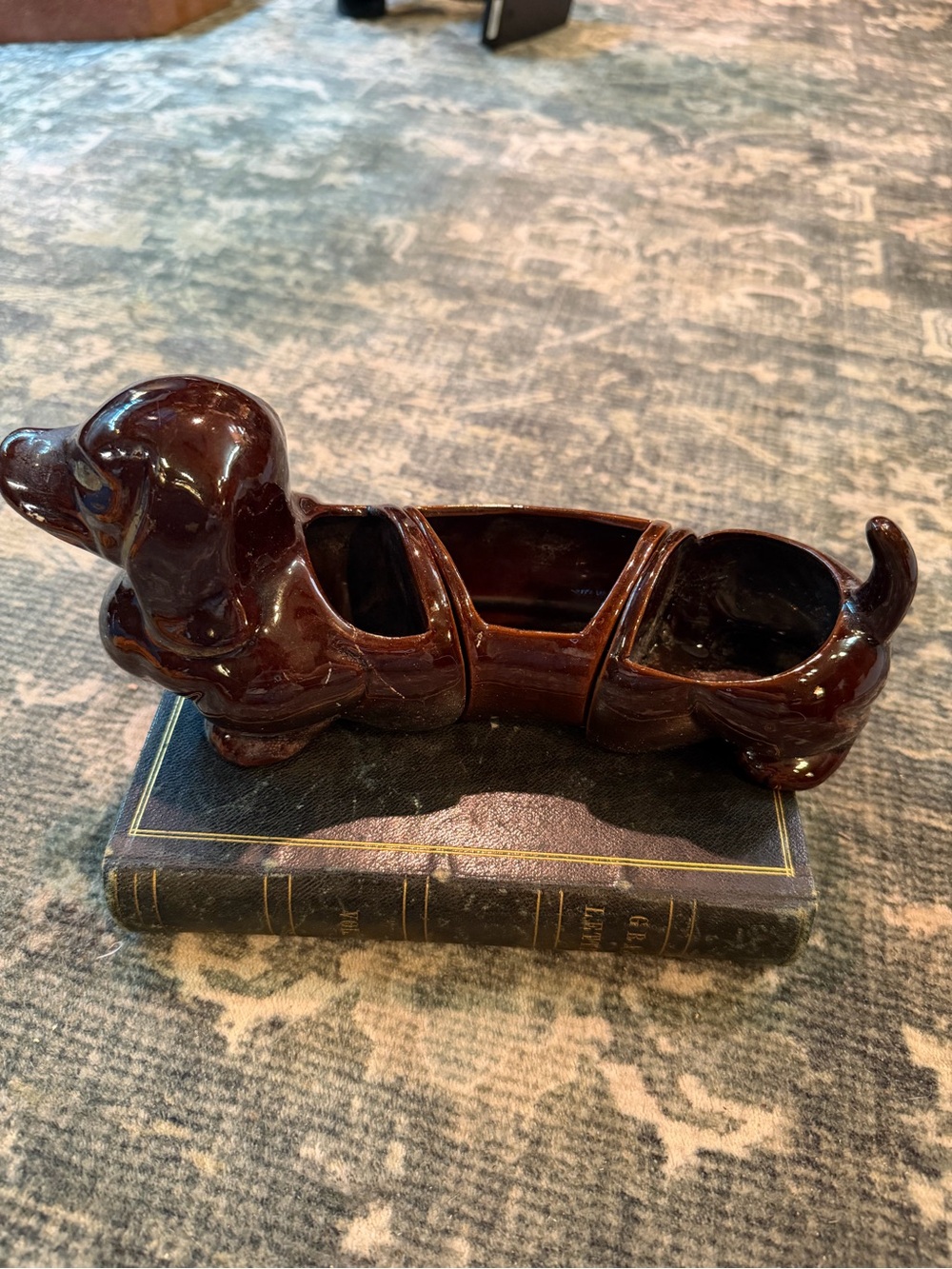 Vintage 3 piece dachshund ceramic “snack hound”.
